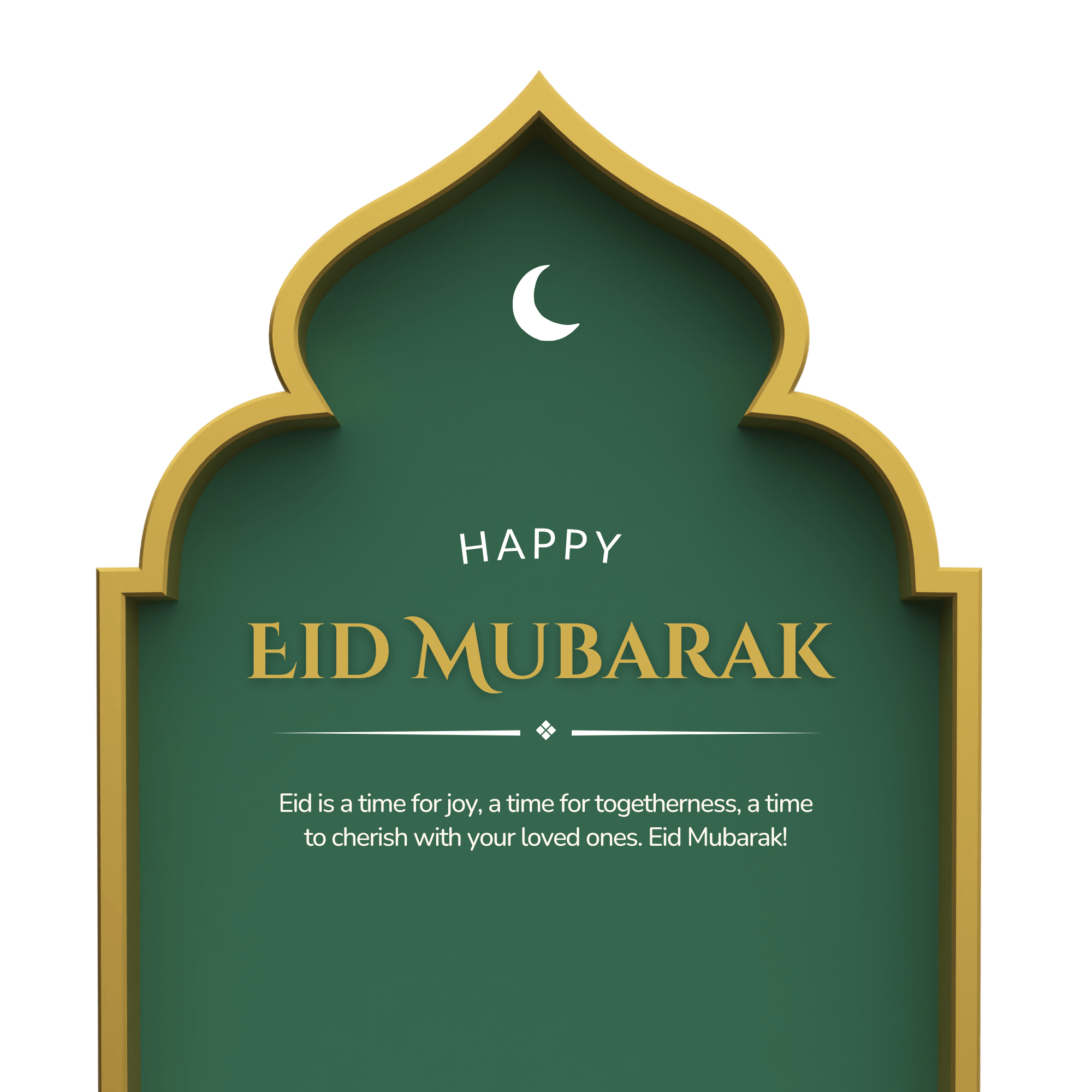 A stunning Happy Eid Al-Fitr PNG featuring a crescent moon, Arabic calligraphy, and glowing lanterns on a festive background.