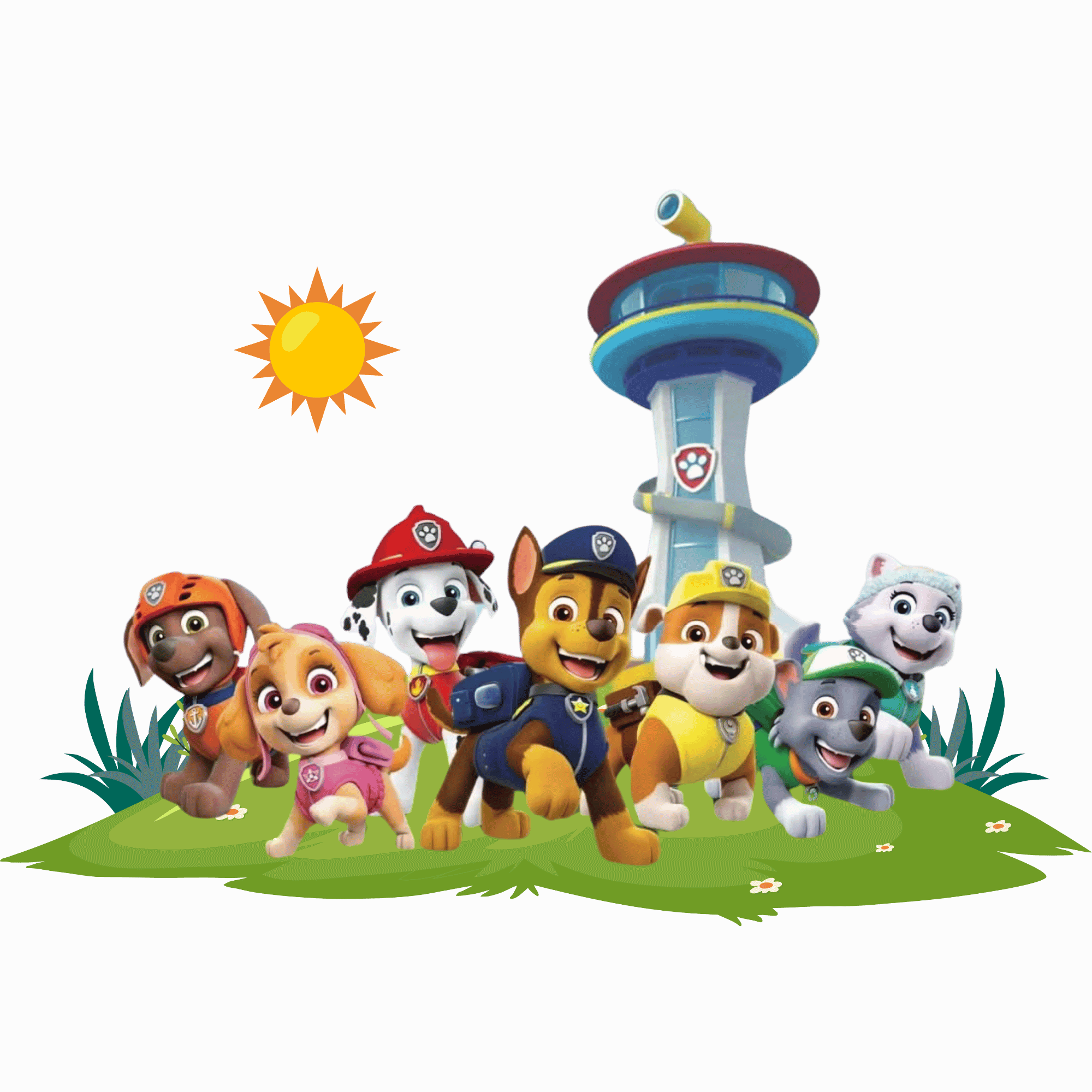 A Paw Patrol PNG featuring the team of rescue dogs with a transparent background, perfect for creative designs and kids' projects.