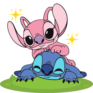 A vibrant Lilo & Stitch PNG featuring the adorable blue alien Stitch and Lilo on a transparent background.