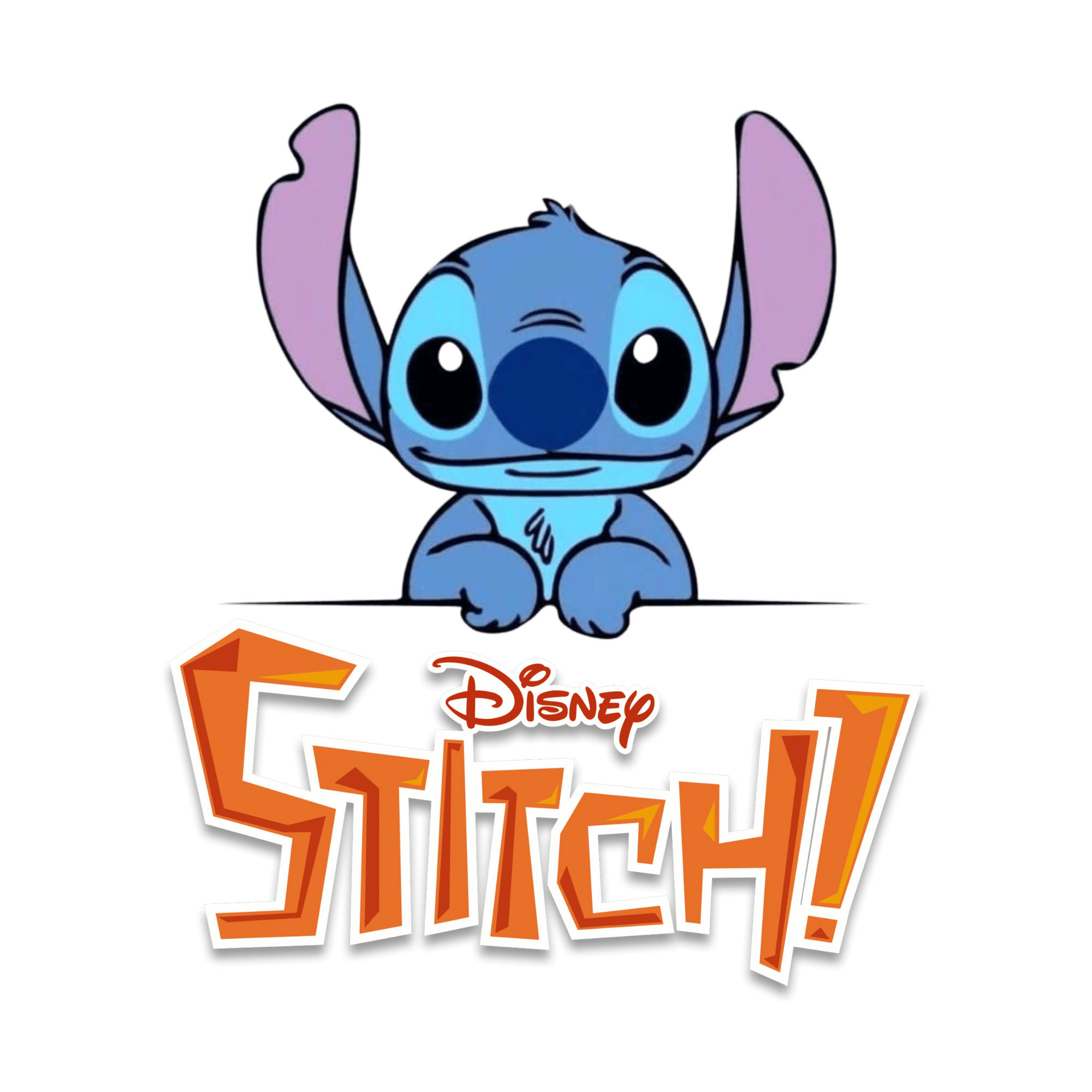 A cute Stitch PNG featuring the lovable blue alien from Lilo & Stitch on a transparent background.