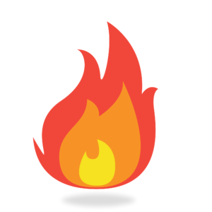 Fire vector icon PNG with bright flames, perfect for design, UI, and branding.