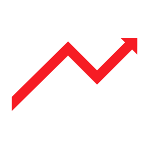 Red Arrow Grow PNG showing an upward trend, symbolizing success, progress, and business growth.