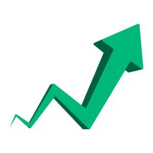 Green Color Grow Arrow PNG representing business growth, success, and positive financial trends.