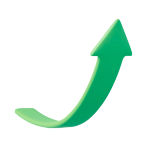 Growing 3D Arrow PNG featuring an upward-pointing arrow symbolizing growth, success, and financial progress.