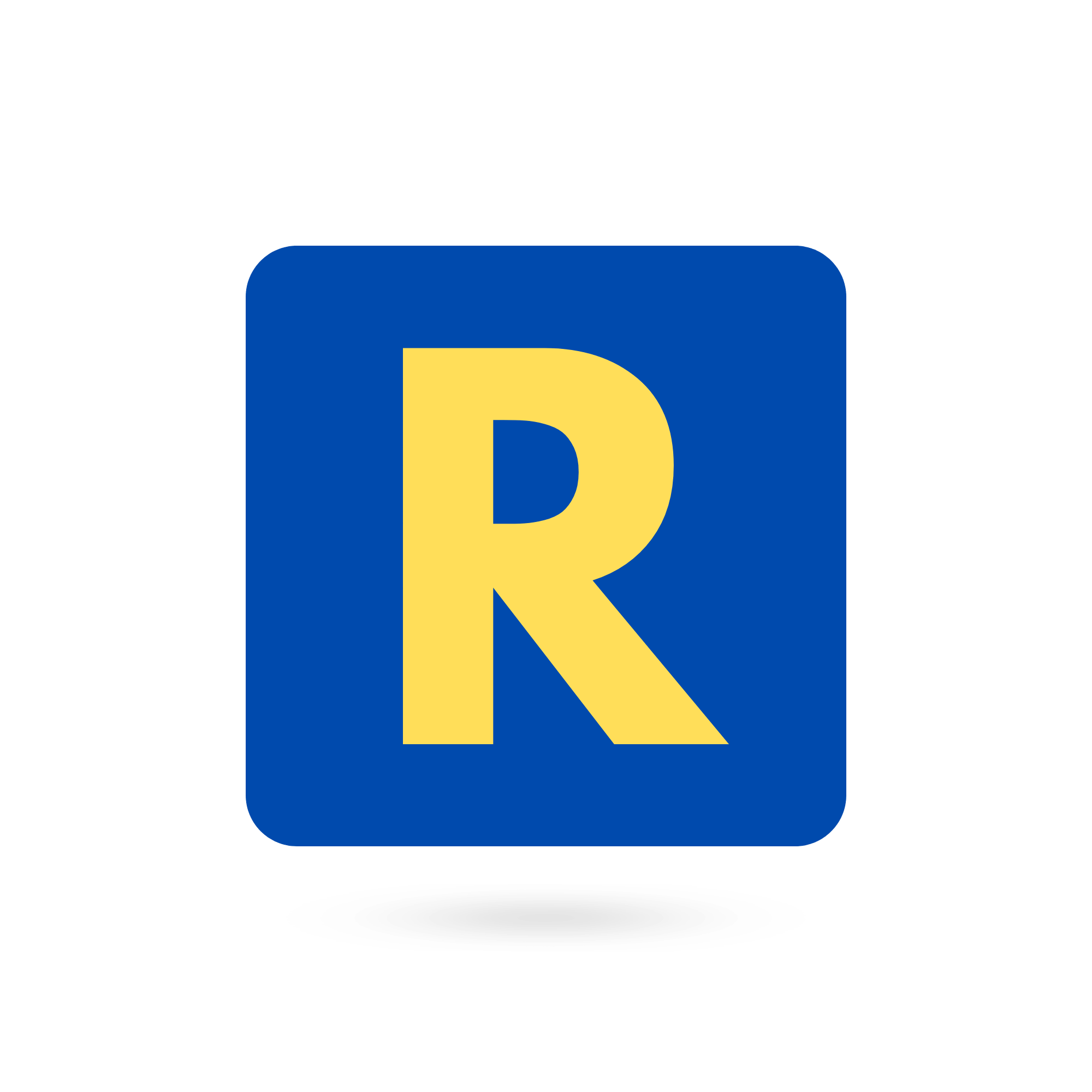A bold capital "R" inside an orange box on a transparent background.