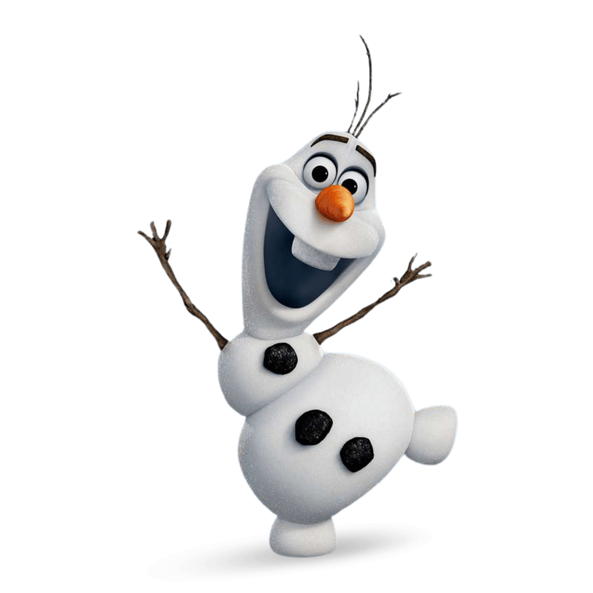 A cute PNG image of Olaf the snowman from Frozen, smiling with arms open on a transparent background.
