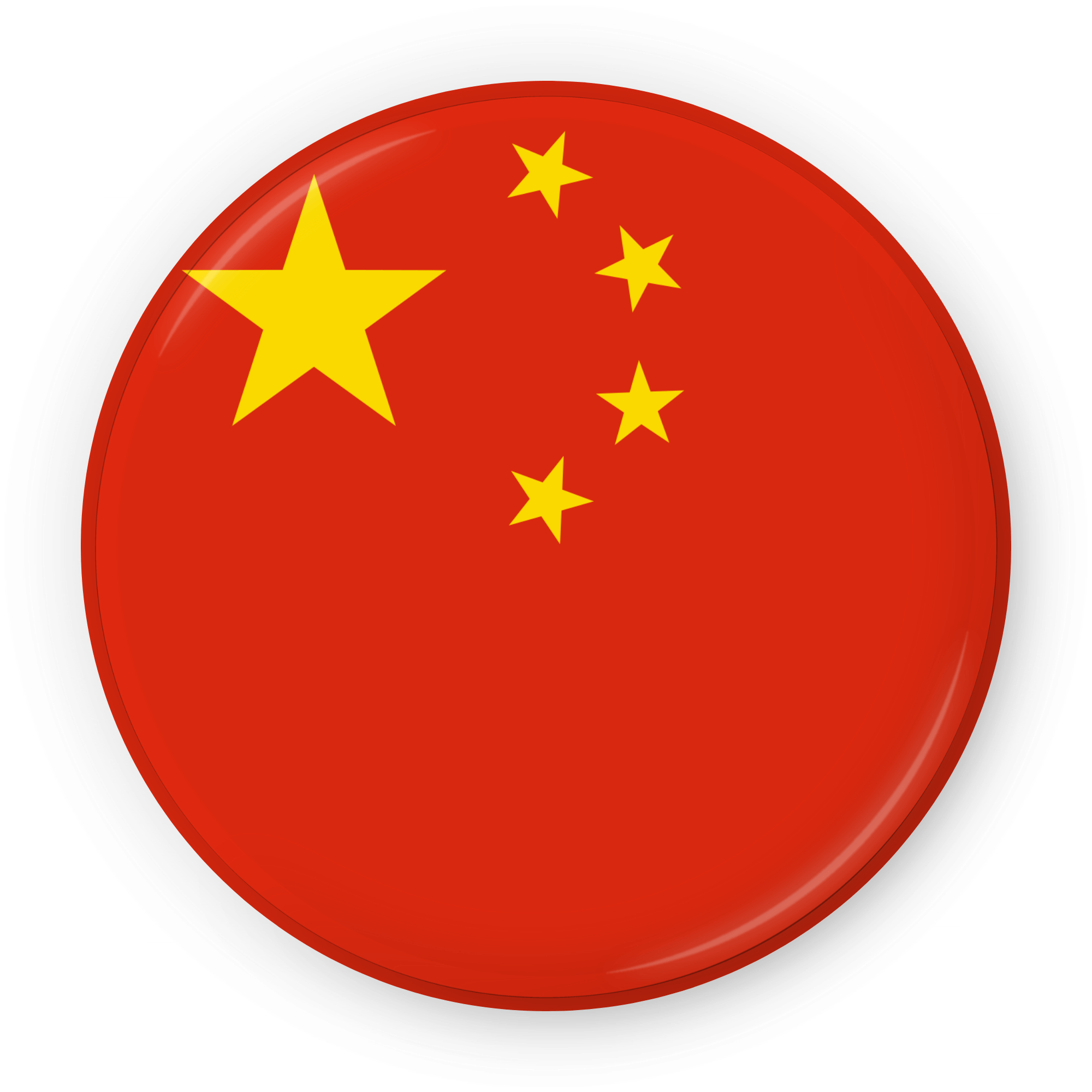 A circular Chinese flag badge featuring a large yellow star with four smaller stars on a red background.