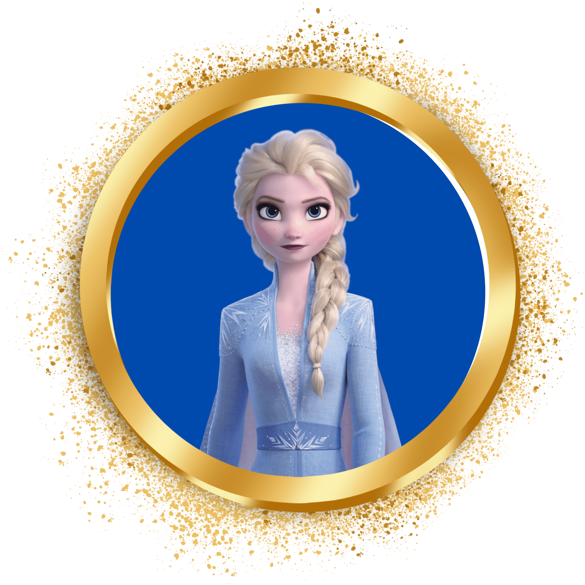 A beautiful PNG of Elsa from Frozen in her iconic blue dress casting ice magic with a transparent background.