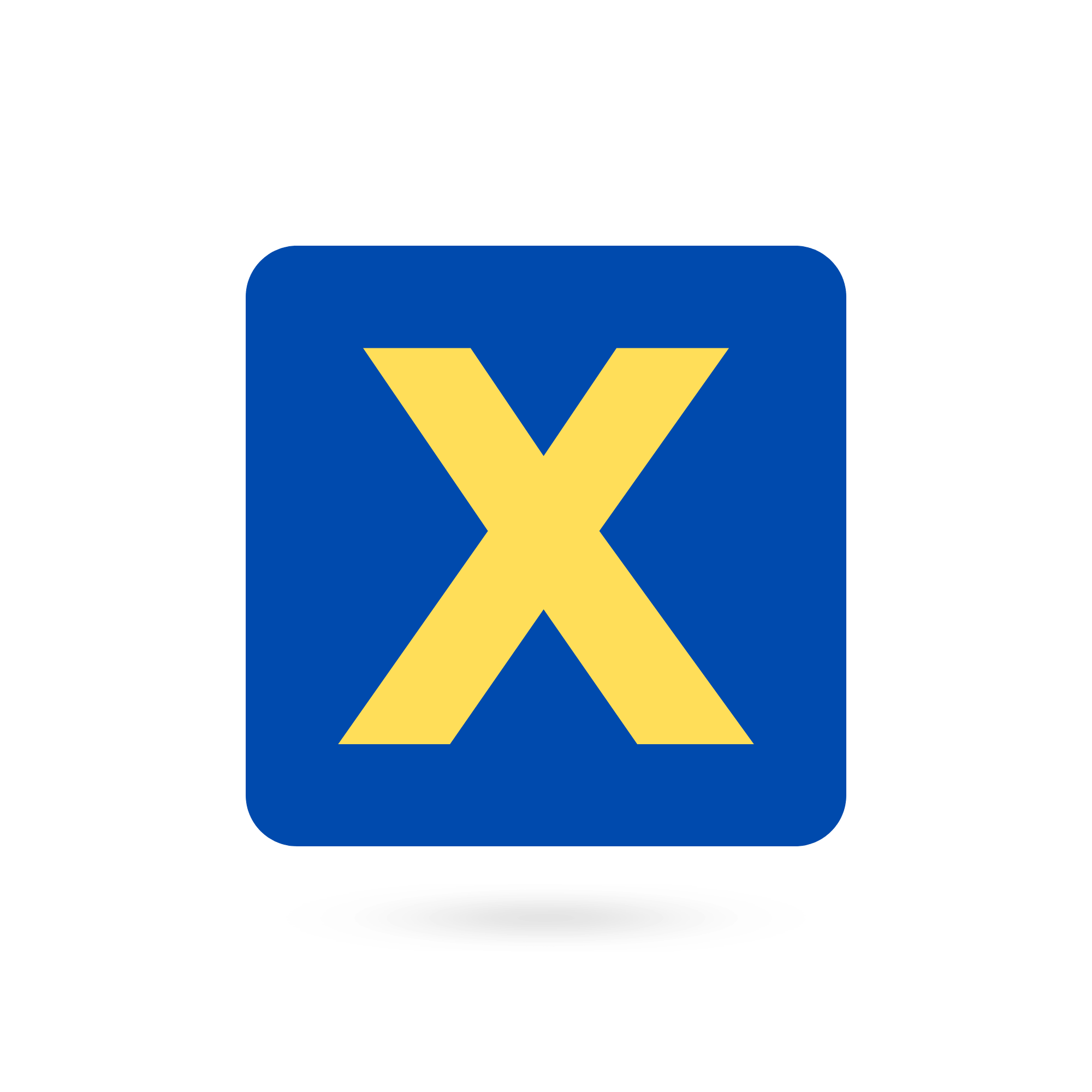 A bold capital "X" inside a black box on a transparent background.