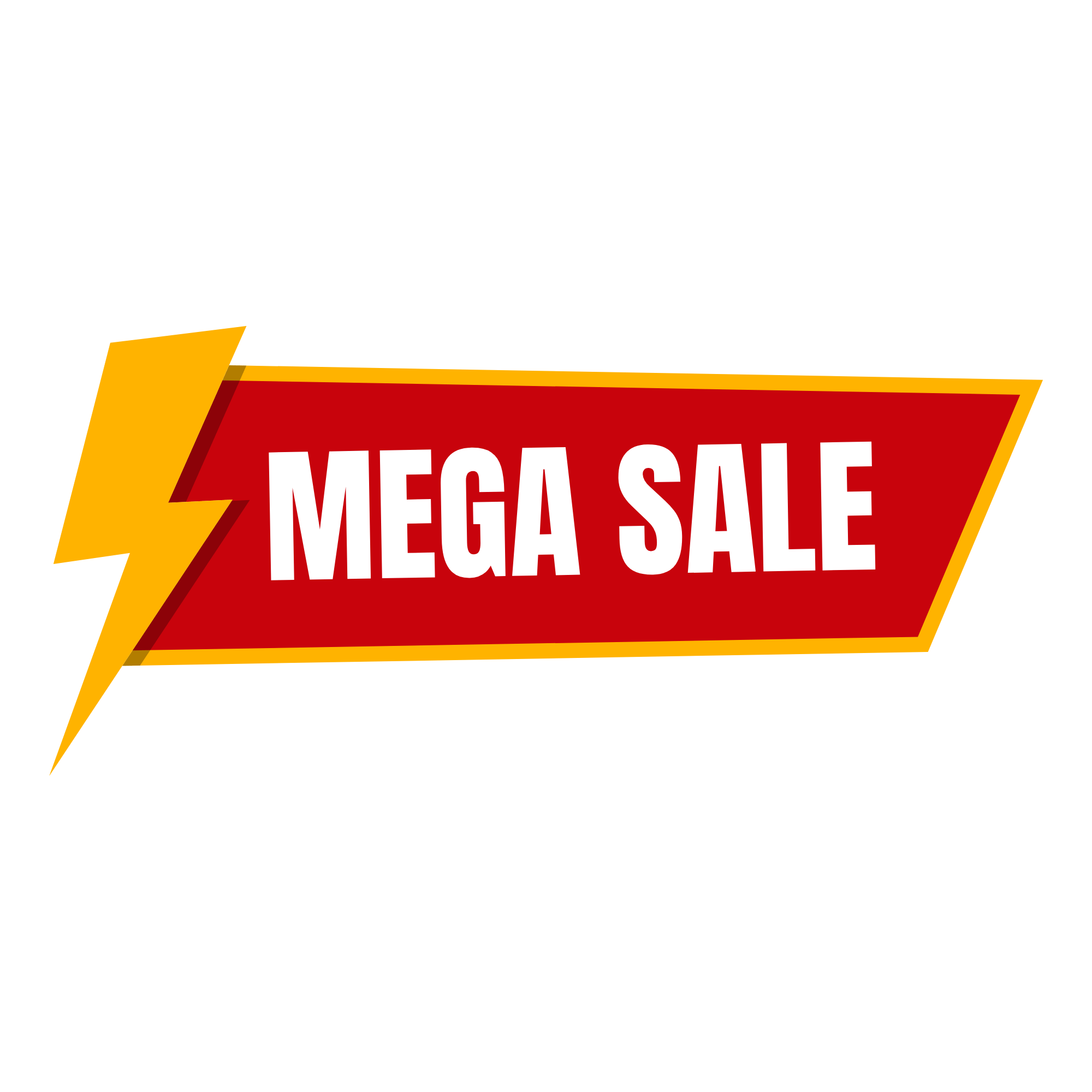 Bold and colorful Mega Sale PNG graphic with a transparent background, ideal for marketing promotions.