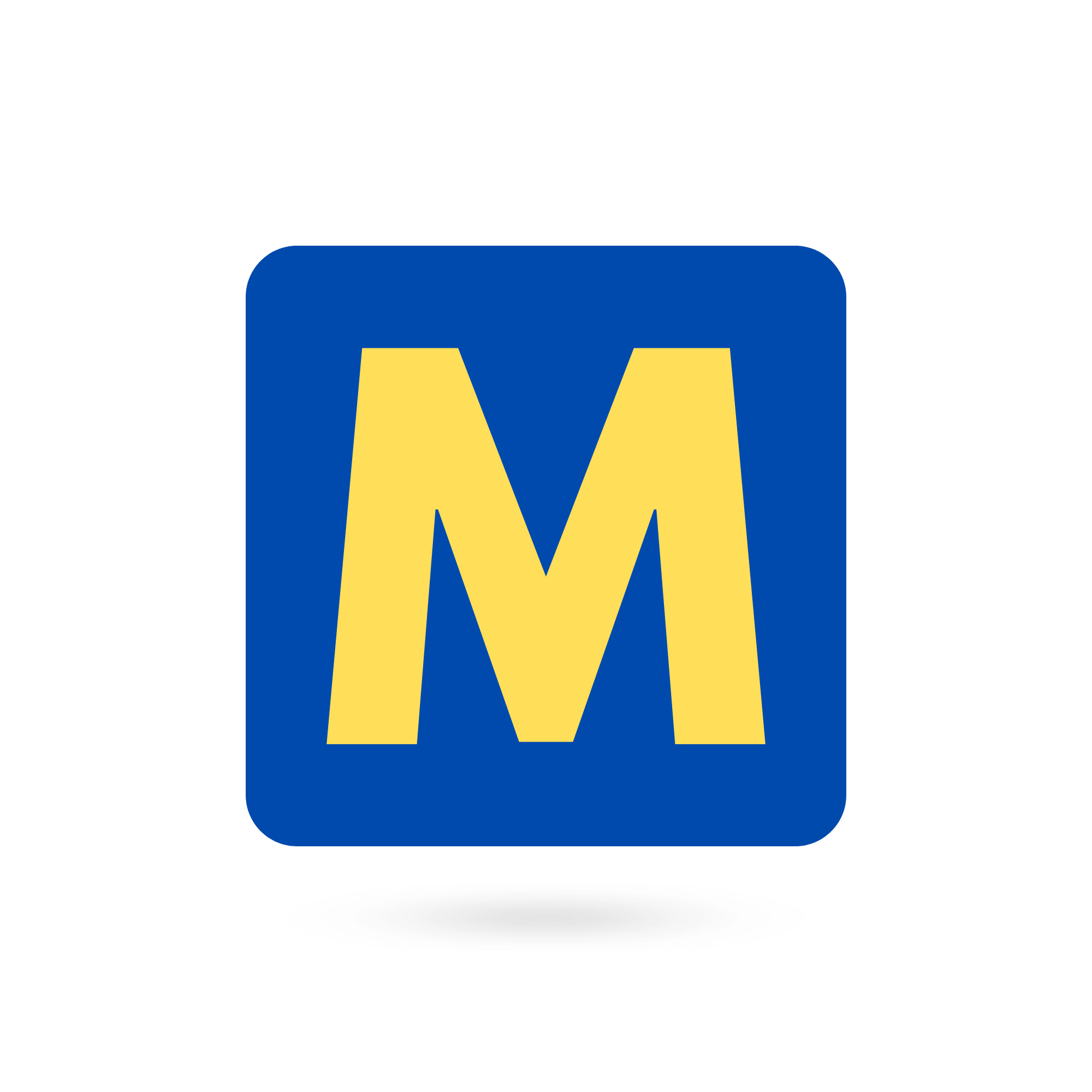 A bold capital "M" inside an orange circle on a transparent background.