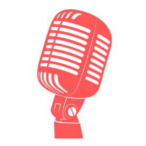 A professional studio microphone illustrated in vector style on a transparent background, ideal for audio and podcast visuals.