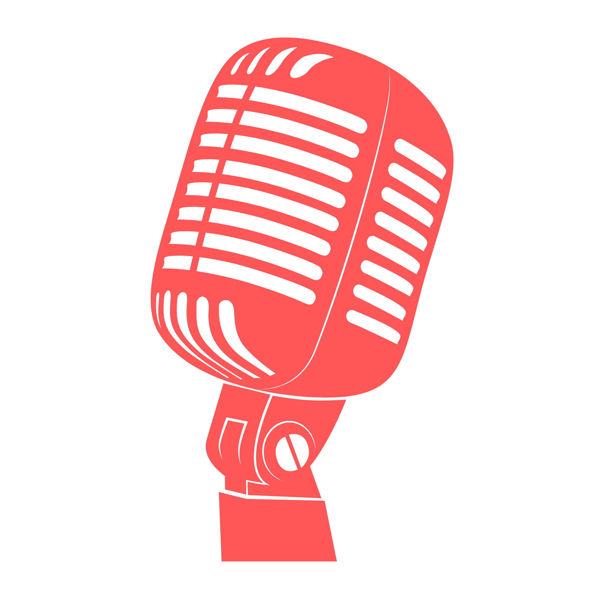 A professional studio microphone illustrated in vector style on a transparent background, ideal for audio and podcast visuals.