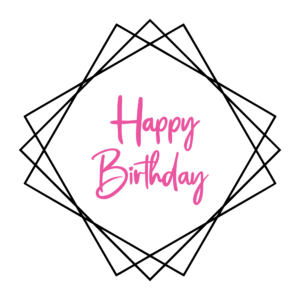 A cheerful “Happy Birthday” message with balloons and confetti, perfect for celebration designs, on a transparent background.