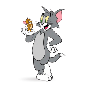 Tom the cat and Jerry the mouse from the classic cartoon series, shown in a playful pose on a transparent background.