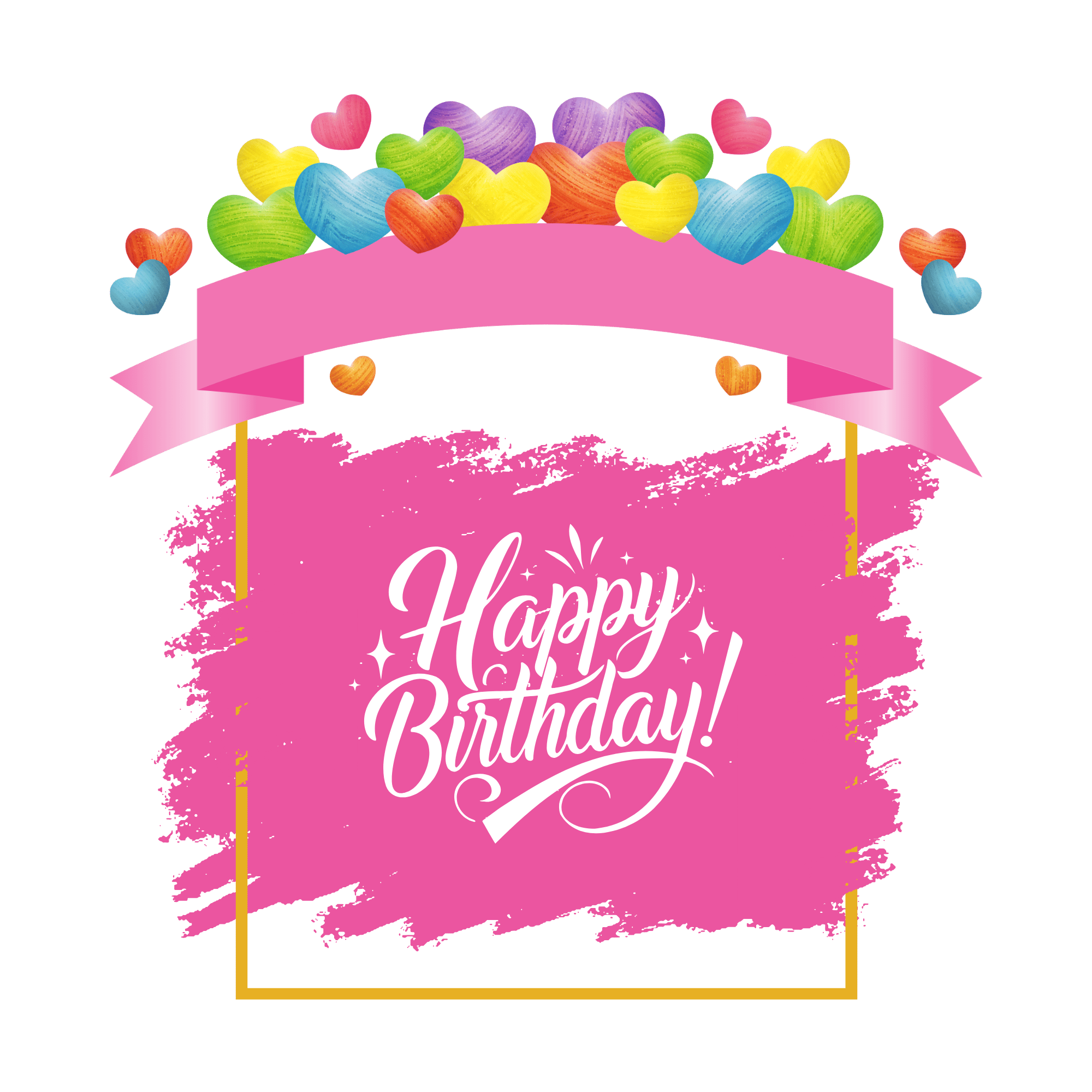 A refined “Happy Birthday” in gold script, perfect for classy birthday cards and luxury celebration designs, on a transparent background.