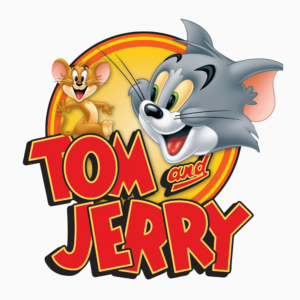 A vector-style illustration of Tom and Jerry cartoon characters with clean outlines and bold colors on a transparent background.