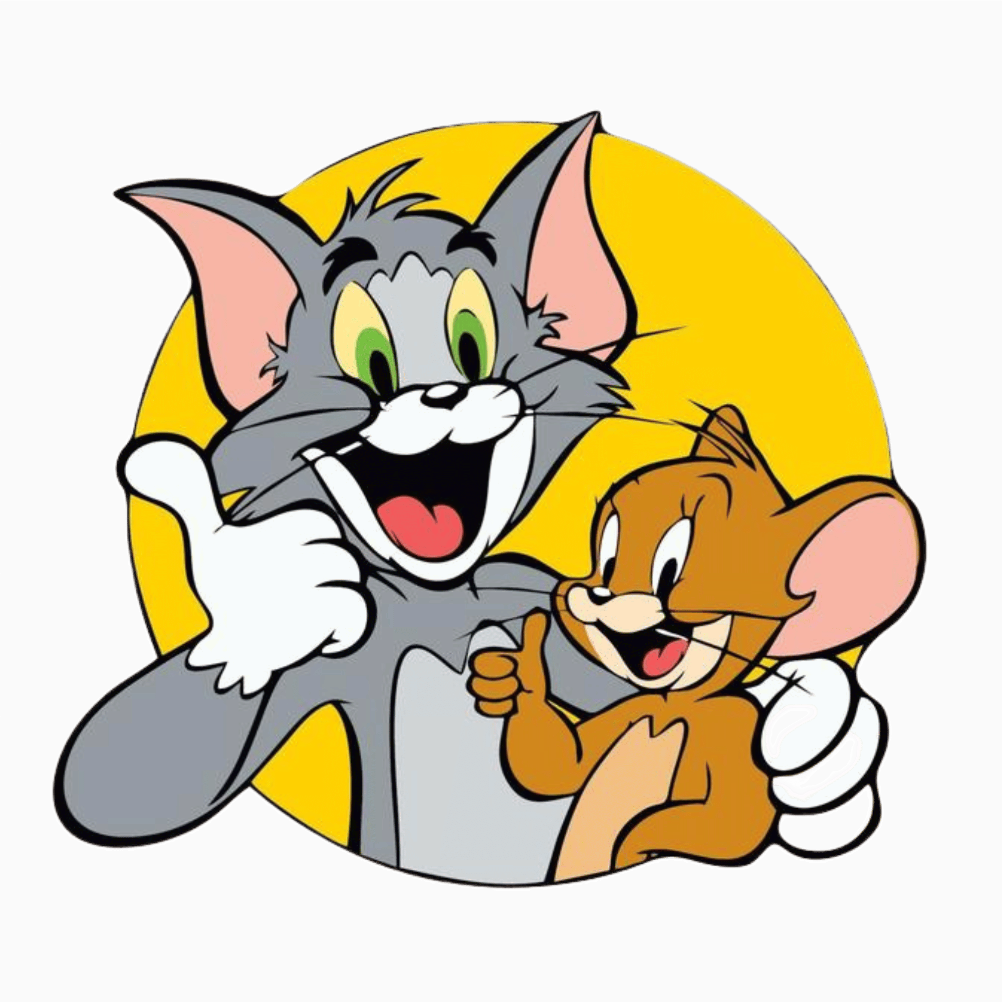 Tom the cat chasing Jerry the mouse in a fun animated pose from the classic cartoon, shown on a transparent background.