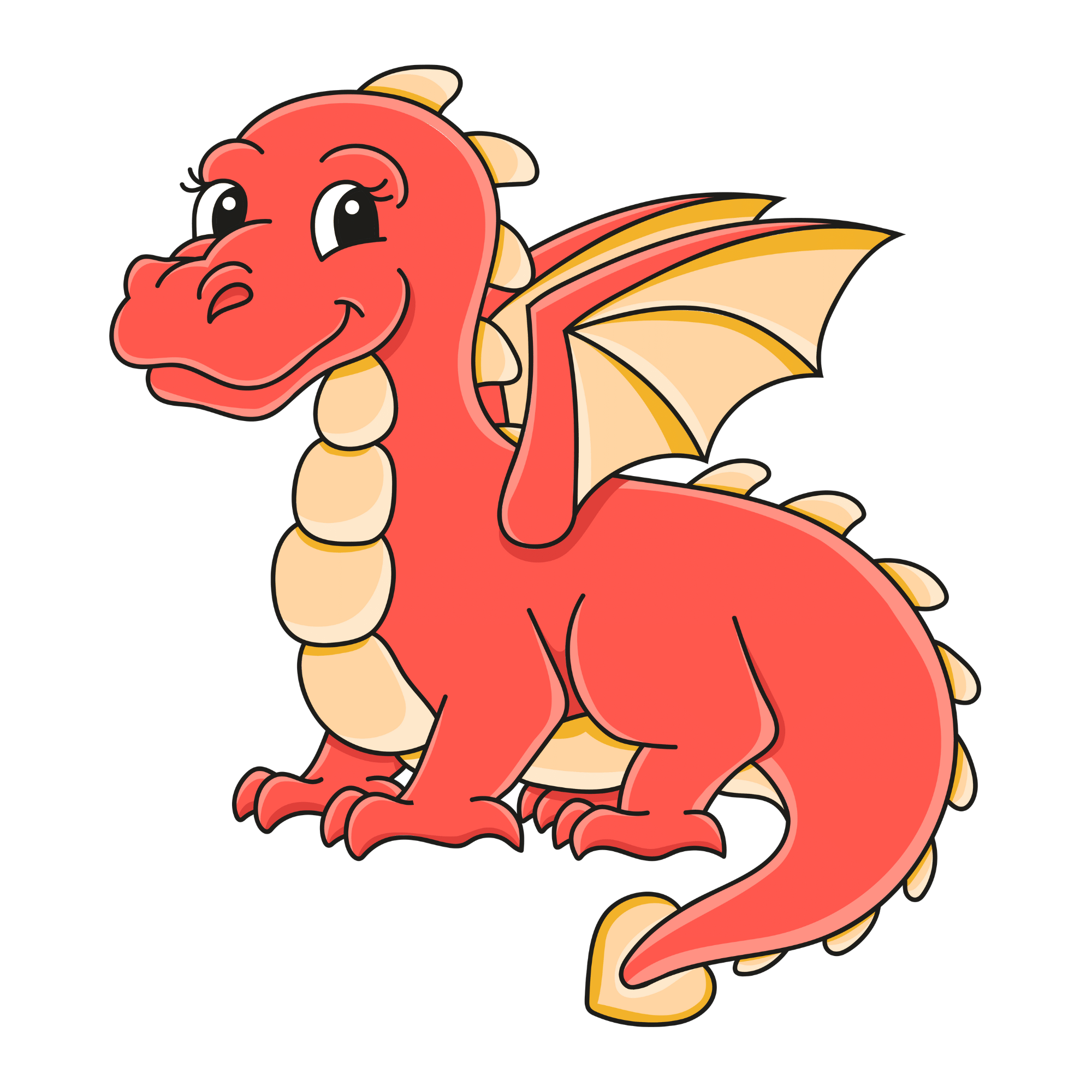 A vector-style dragon illustration in PNG format with a transparent background, perfect for use in creative and fantasy-themed projects.