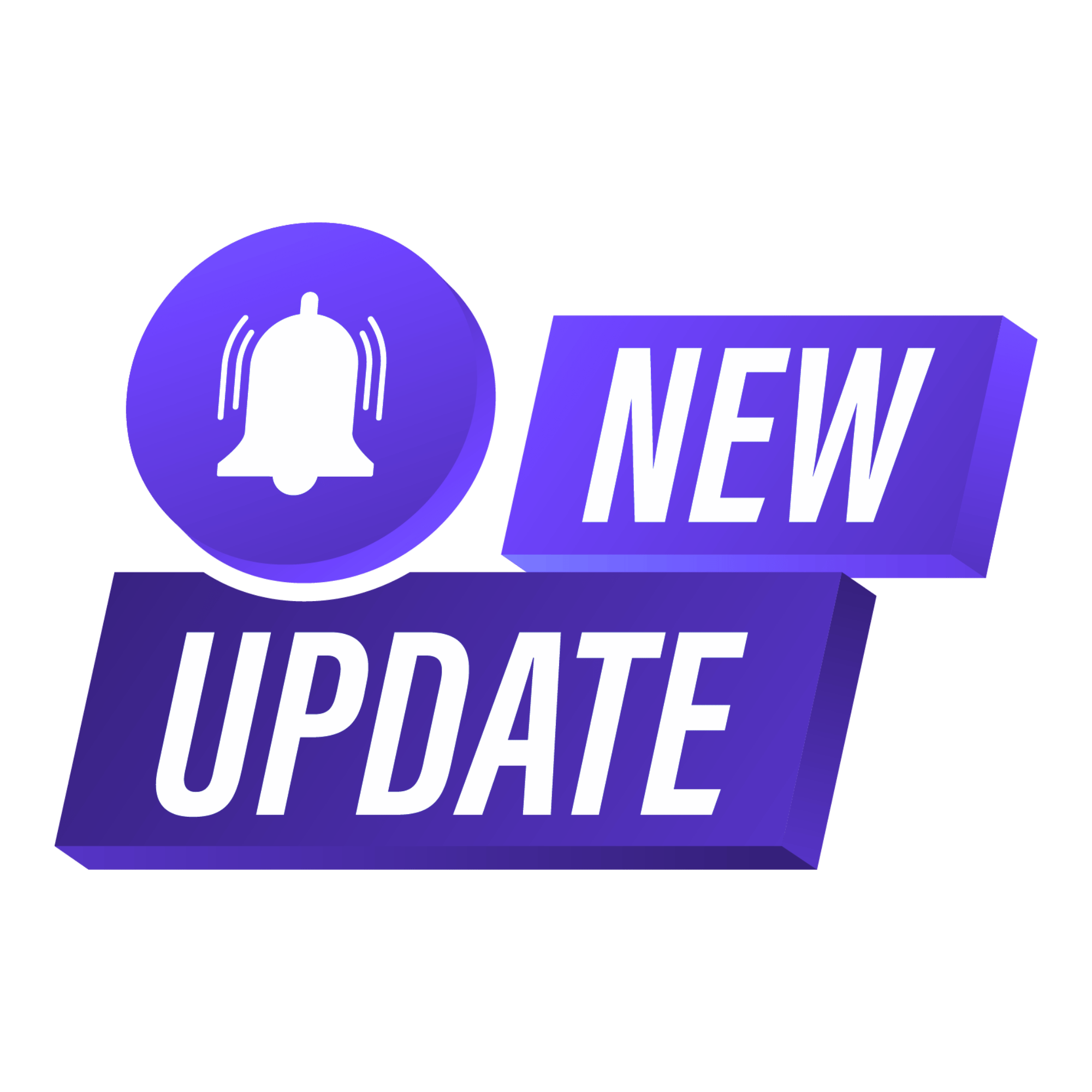 A vibrant new update button PNG featuring bold design and a transparent background for use in software interfaces or mobile apps.