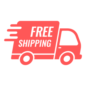 A promotional "FREE Shipping" banner with bold text and a delivery truck icon, shown on a transparent background.