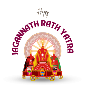 A vibrant illustration of Lord Jagannath’s chariot from the Rath Yatra festival, with detailed traditional decorations on a transparent background.