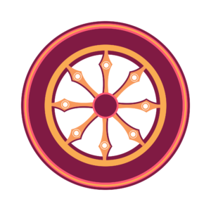 A detailed illustration of a traditional Rath Yatra chariot wheel used in Hindu festivals, shown on a transparent background for spiritual and cultural use.