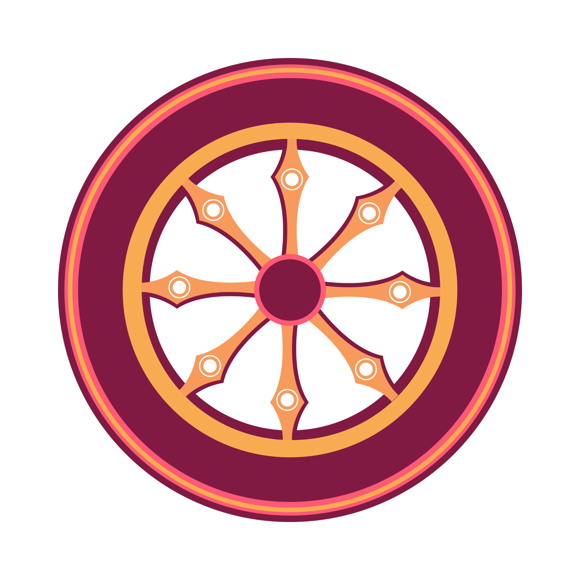 A detailed illustration of a traditional Rath Yatra chariot wheel used in Hindu festivals, shown on a transparent background for spiritual and cultural use.