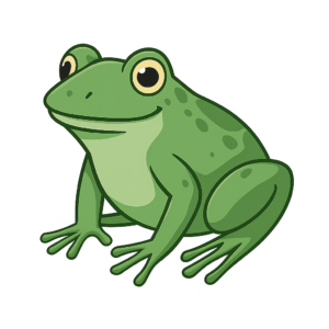A cute frog in a natural pose, showcasing its vibrant green color and features, isolated on a transparent background.