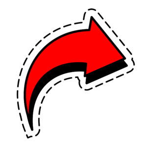 Transparent PNG of a red arrow with bold border outline for design and navigation use.