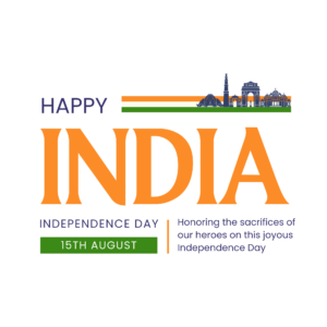 High-resolution India Independence Day PNG with transparent background, featuring Tiranga and patriotic elements.