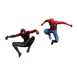 Illustration of Spider-Man 2 in action pose with transparent background.