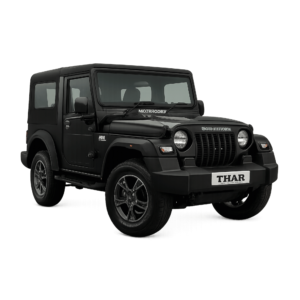 Illustration of a Mahindra Thar off-road SUV in high detail, isolated on a transparent background.