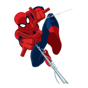 Vector-style illustration of Spider-Man in superhero pose, isolated on a transparent background.