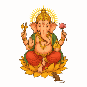 Vector PNG illustration of Lord Ganesha (Ganesh Bappa) with transparent background.