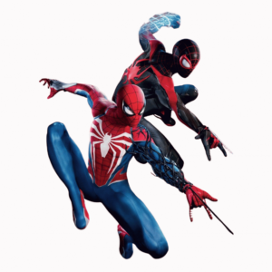 Illustration of Spider-Man 2 in superhero action pose, isolated on a transparent background.