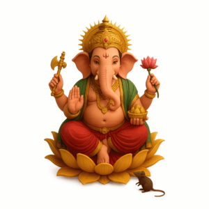 High-resolution 3D PNG of Lord Ganesh Thakur with transparent background.