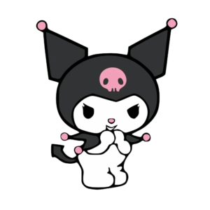 Transparent PNG of Kuromi, the Sanrio character, in a cute kawaii style.