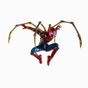 Illustration of Spider-Man in Iron Spider suit, isolated on a transparent background.