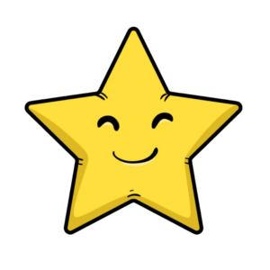Illustration of a cute smiling Happy Star with a transparent background.