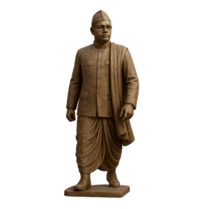 Transparent PNG of Netaji Subhash Chandra Bose statue artwork for patriotic designs.