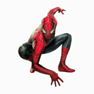 Transparent PNG of Marvel superhero Spider-Man in action pose.