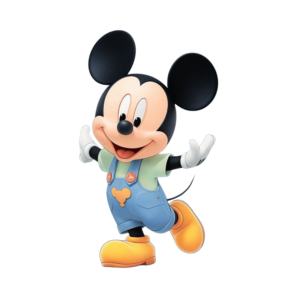 Illustration of Mickey Mouse cartoon character isolated on a transparent background.