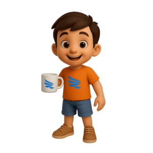 3D illustration of a boy holding a trophy cup with transparent background.