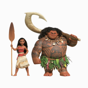 Transparent PNG of Moana with Moni from Disney animation, isolated on a clear background.