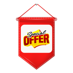 Special offer banner design isolated on a transparent background for sales and promotions.