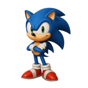 Sonic the Hedgehog in a running pose with a transparent background