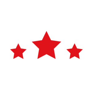 Transparent PNG illustration of three red stars in a row.