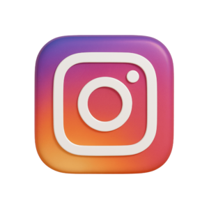 A modern rendered Instagram logo with realistic lighting, placed on a transparent background.