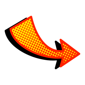 Transparent PNG of a red and yellow color arrow illustration.